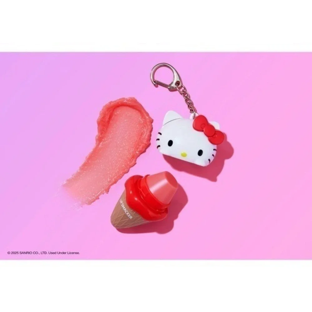 Lot of 2 Hello Kitty Lip Smacker Ice‎ Cream Cone Lip Balm Keychain 0.23oz